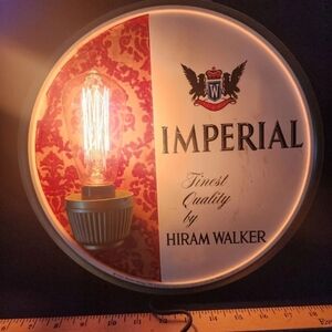 Vintage Hiram Walker Imperial Whiskey Lighted Sign Store Bar Mancave Display